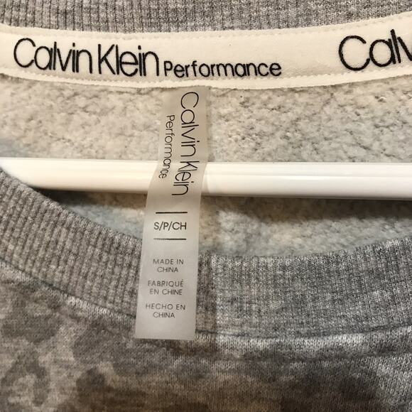 Calvin Klein Performance Animal Print Logo Sweatshirt Womens Small Gray leopard - Picture 6 of 7